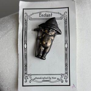 Enchant Handcrafted by Nan Kewpie Pin Brooch Pewter Tone